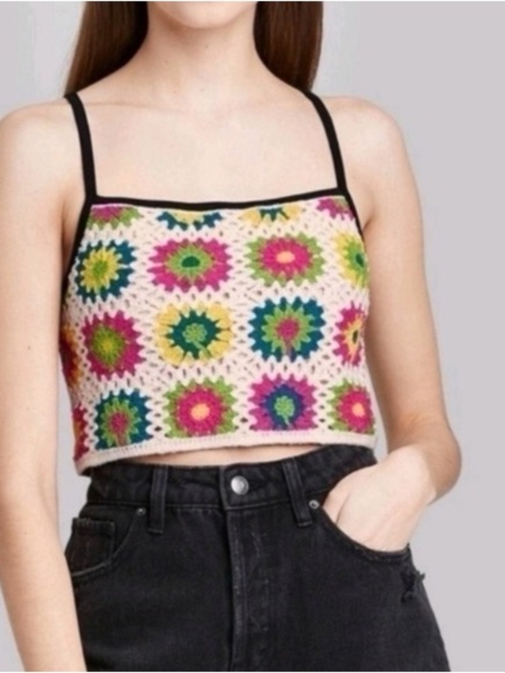 wild fable Multicolor Crochet Floral Camisole size M